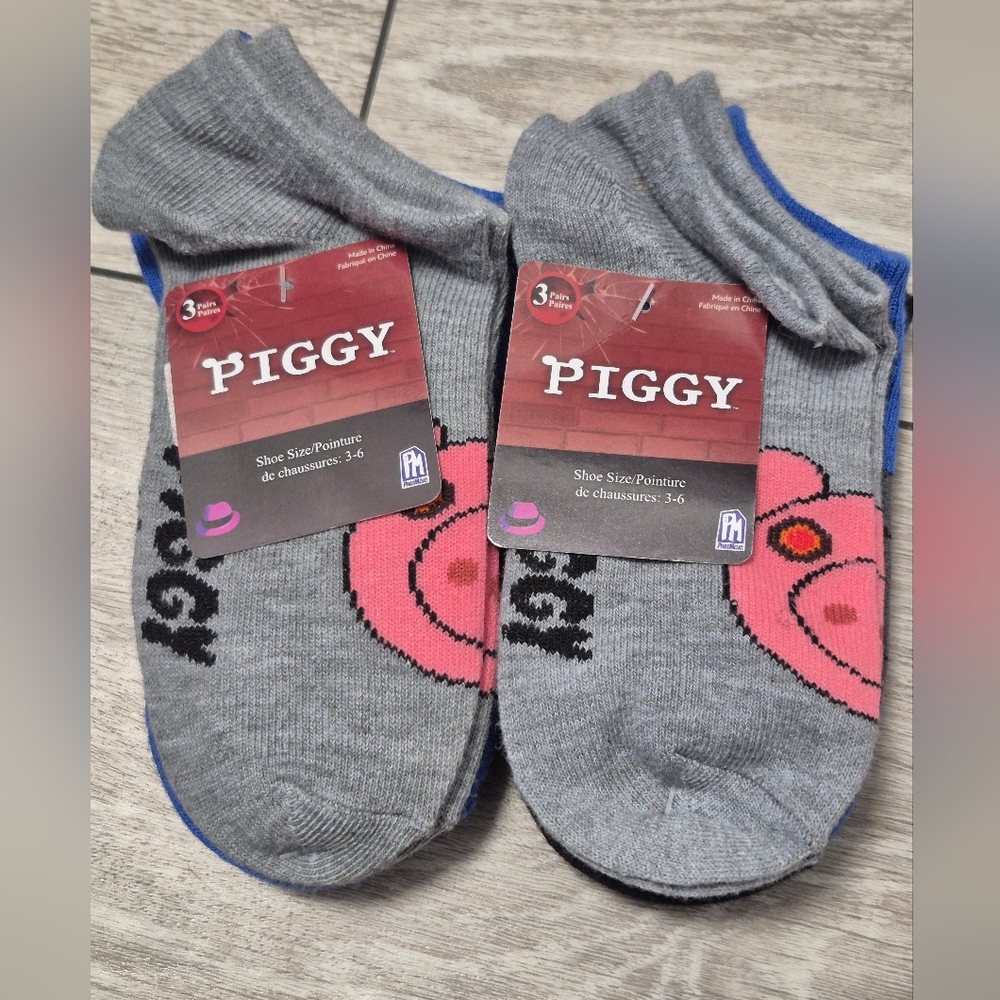 2 New Packs Of PIGGY 3pairs Kids Low Cut Socks. Shoe Size 3-6.